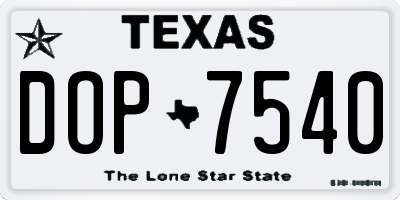 TX license plate DOP7540