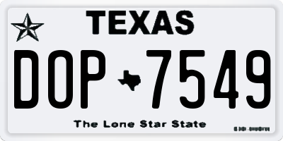 TX license plate DOP7549