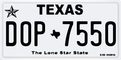 TX license plate DOP7550