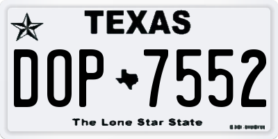 TX license plate DOP7552