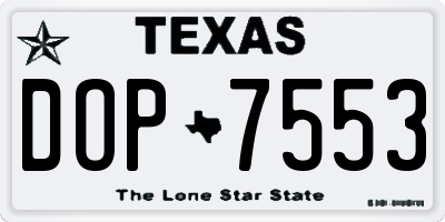 TX license plate DOP7553