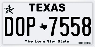 TX license plate DOP7558
