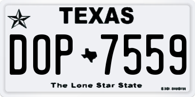 TX license plate DOP7559