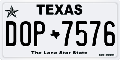 TX license plate DOP7576
