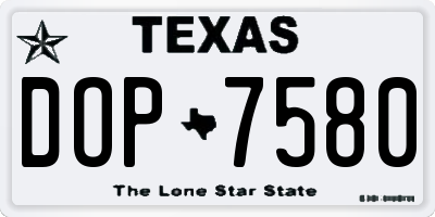 TX license plate DOP7580