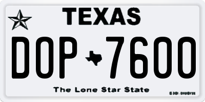 TX license plate DOP7600