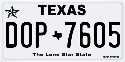 TX license plate DOP7605