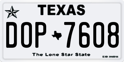 TX license plate DOP7608