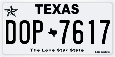 TX license plate DOP7617