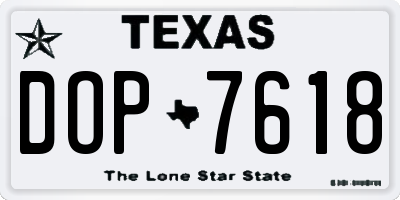TX license plate DOP7618