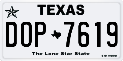 TX license plate DOP7619