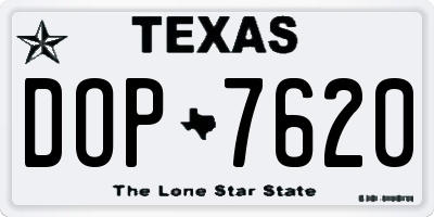 TX license plate DOP7620