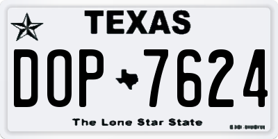 TX license plate DOP7624