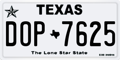 TX license plate DOP7625