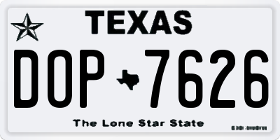 TX license plate DOP7626