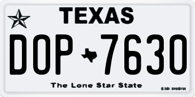 TX license plate DOP7630