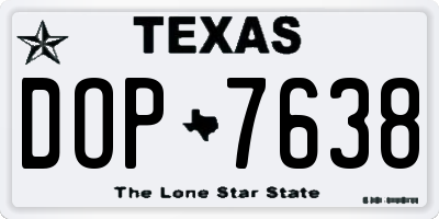 TX license plate DOP7638