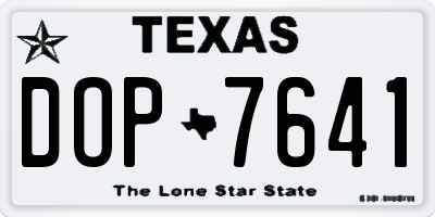 TX license plate DOP7641