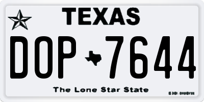TX license plate DOP7644