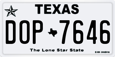 TX license plate DOP7646