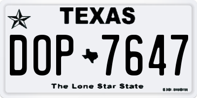 TX license plate DOP7647