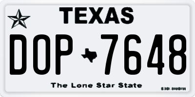 TX license plate DOP7648