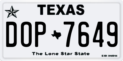 TX license plate DOP7649