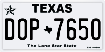 TX license plate DOP7650