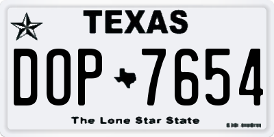 TX license plate DOP7654