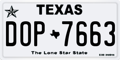 TX license plate DOP7663