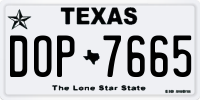 TX license plate DOP7665