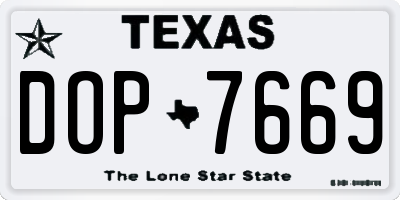 TX license plate DOP7669