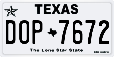TX license plate DOP7672