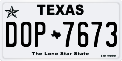 TX license plate DOP7673