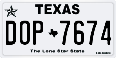 TX license plate DOP7674