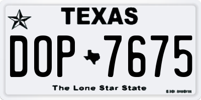 TX license plate DOP7675