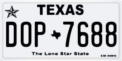 TX license plate DOP7688