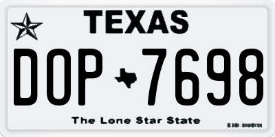 TX license plate DOP7698