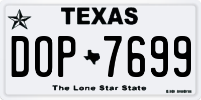 TX license plate DOP7699