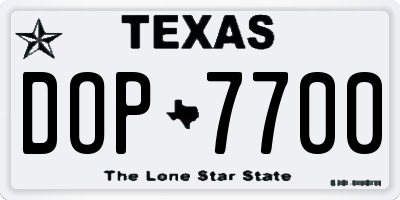 TX license plate DOP7700