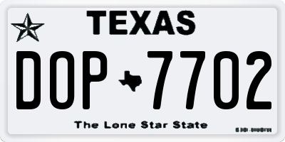 TX license plate DOP7702