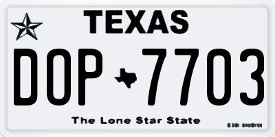 TX license plate DOP7703