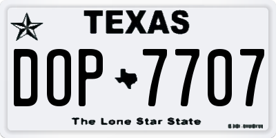 TX license plate DOP7707