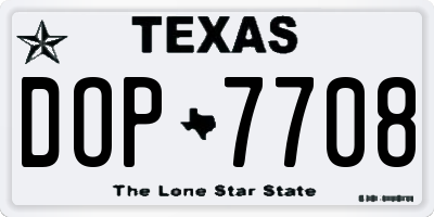 TX license plate DOP7708