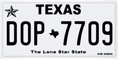 TX license plate DOP7709