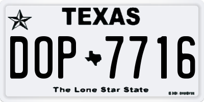TX license plate DOP7716