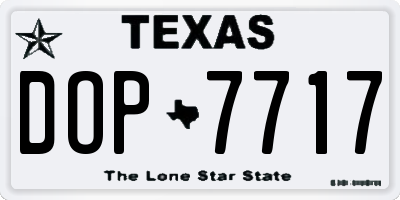TX license plate DOP7717