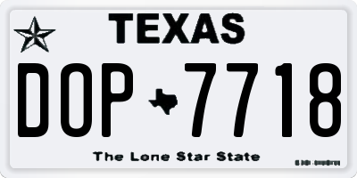 TX license plate DOP7718