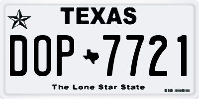 TX license plate DOP7721