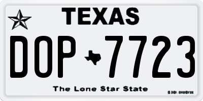 TX license plate DOP7723